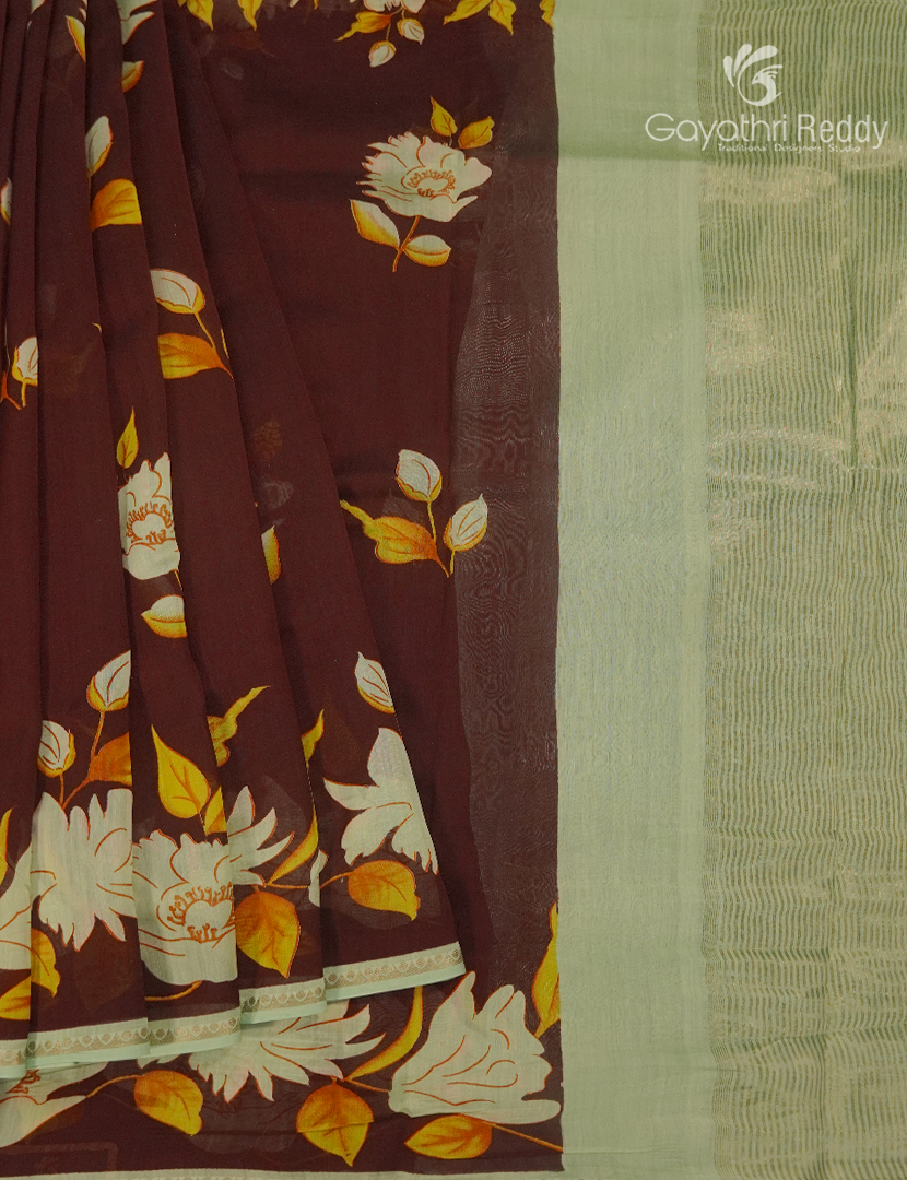 Pure Maheshwari Silk Saree in Brown