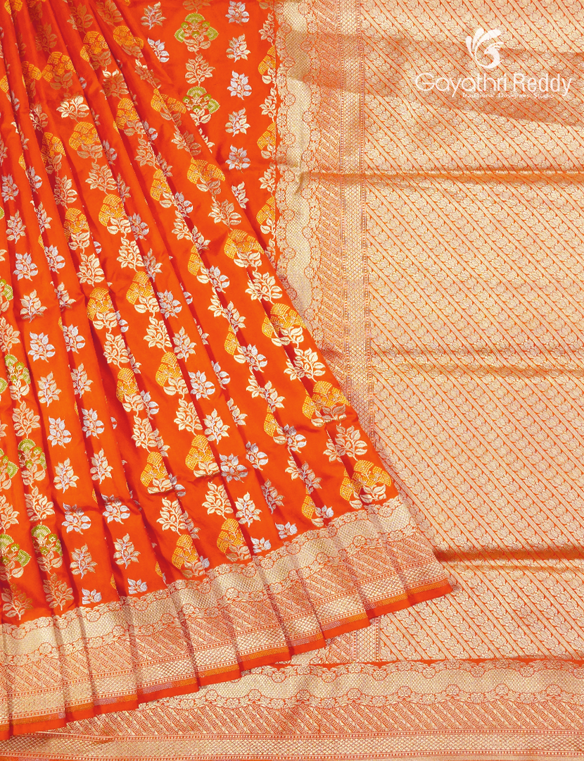 Pure Banaras Katan Silk Saree in Orange
