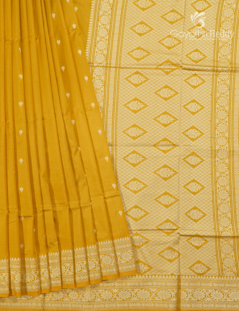 Pure Banaras Katan Silk Saree in Mango Yellow