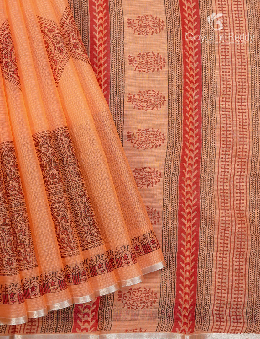 Kota Printed Saree in Peach
