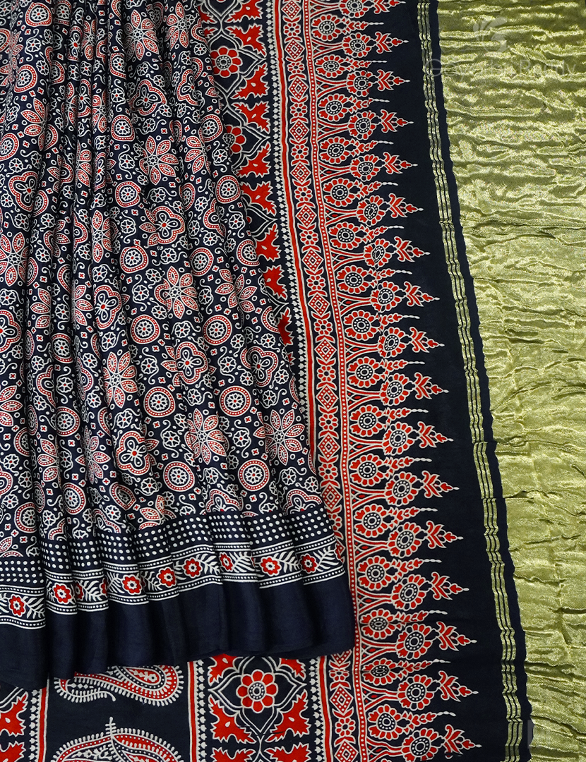MODAL AJRAKH PRINT SAREE-PMS85