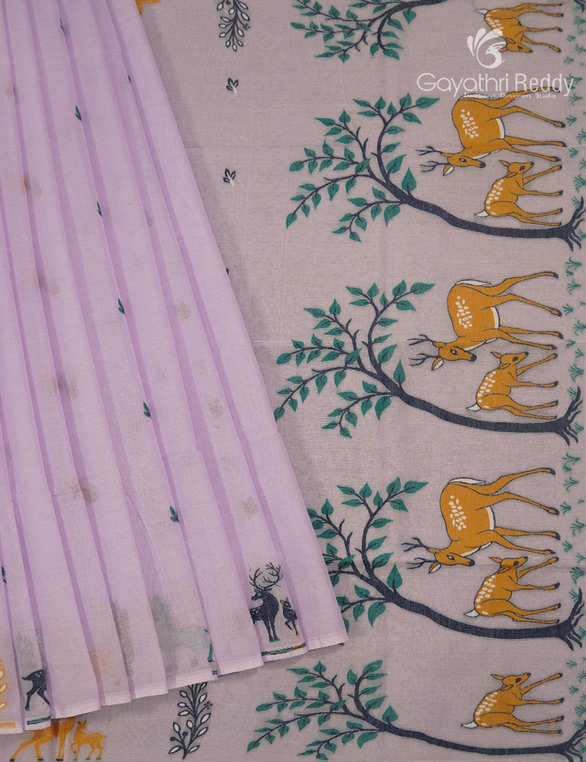 Jamdani Cotton Saree in Lilac