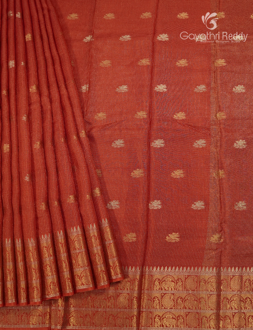 Semi Mysore Crepe Saree in Deep Red