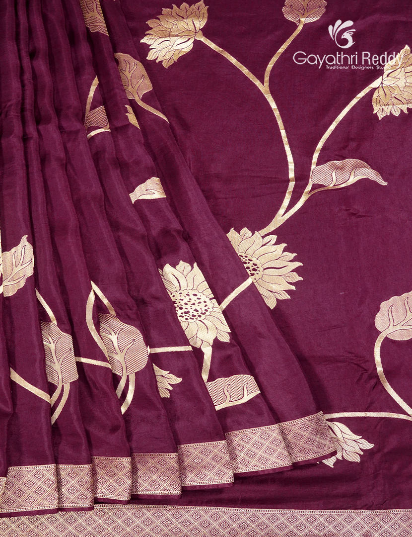 Semi Dola Fancy Saree in Aubergine