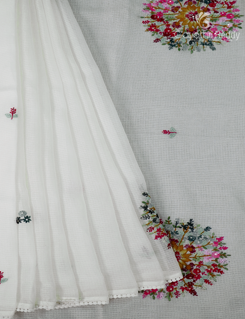 Kota Fancy Saree in Off-White