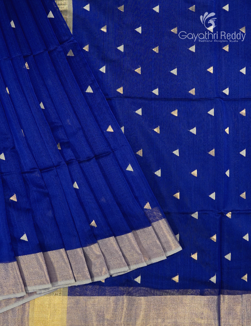 Pure Chanderi Sico Saree in Royal blue