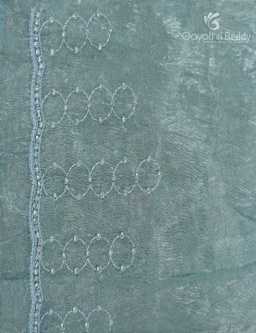 Glass Organza Saree in Pastel Sea Blue