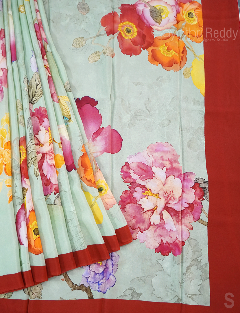 PURE CRAPE PRINTED SAREE-PCP6