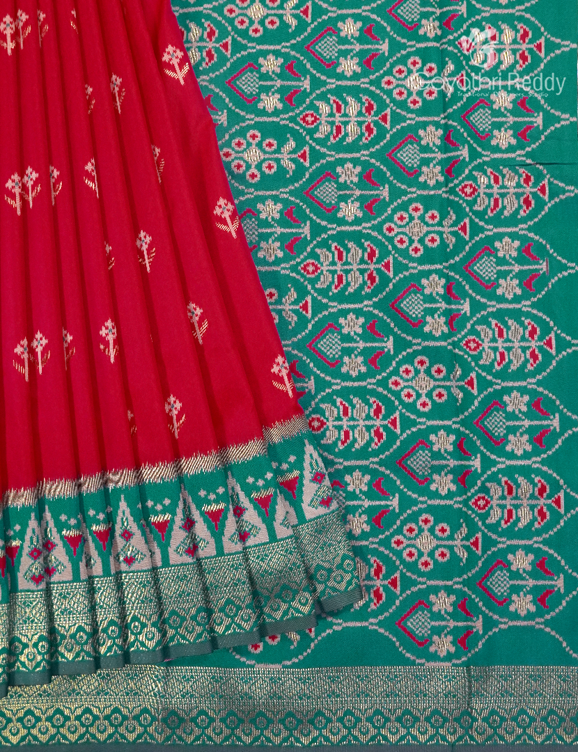 Semi Kanchipuram Art  Silk Saree in Rani Pink and Deep Rama Green