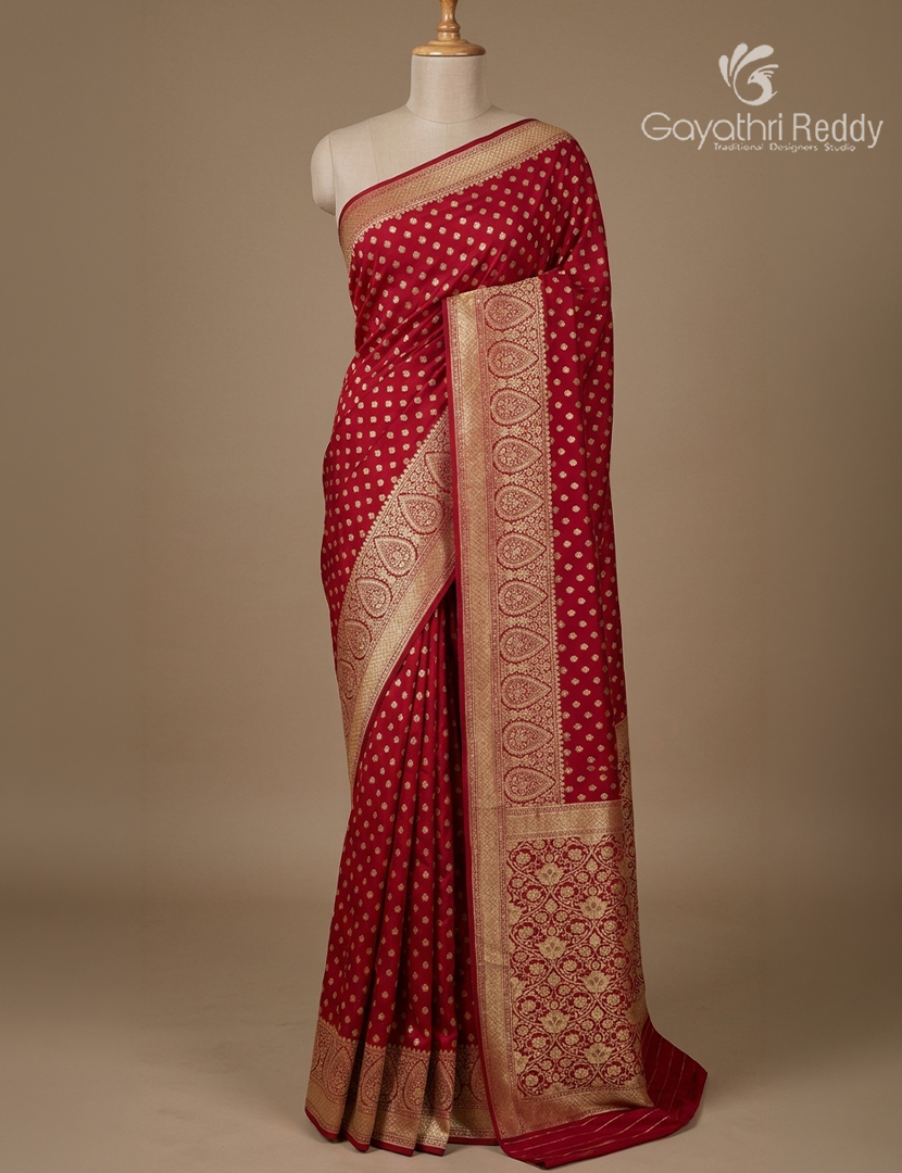 Banaras Georgette Saree in Bridal Red