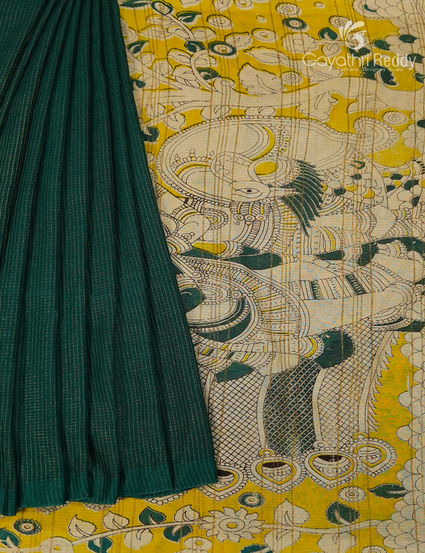 Pure Munga Silk Saree in Deep Green