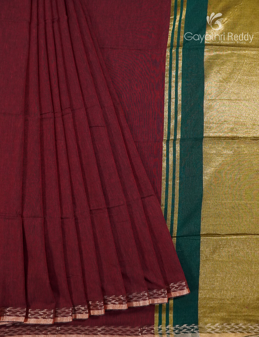 Jamdani Cotton Saree in Maroon