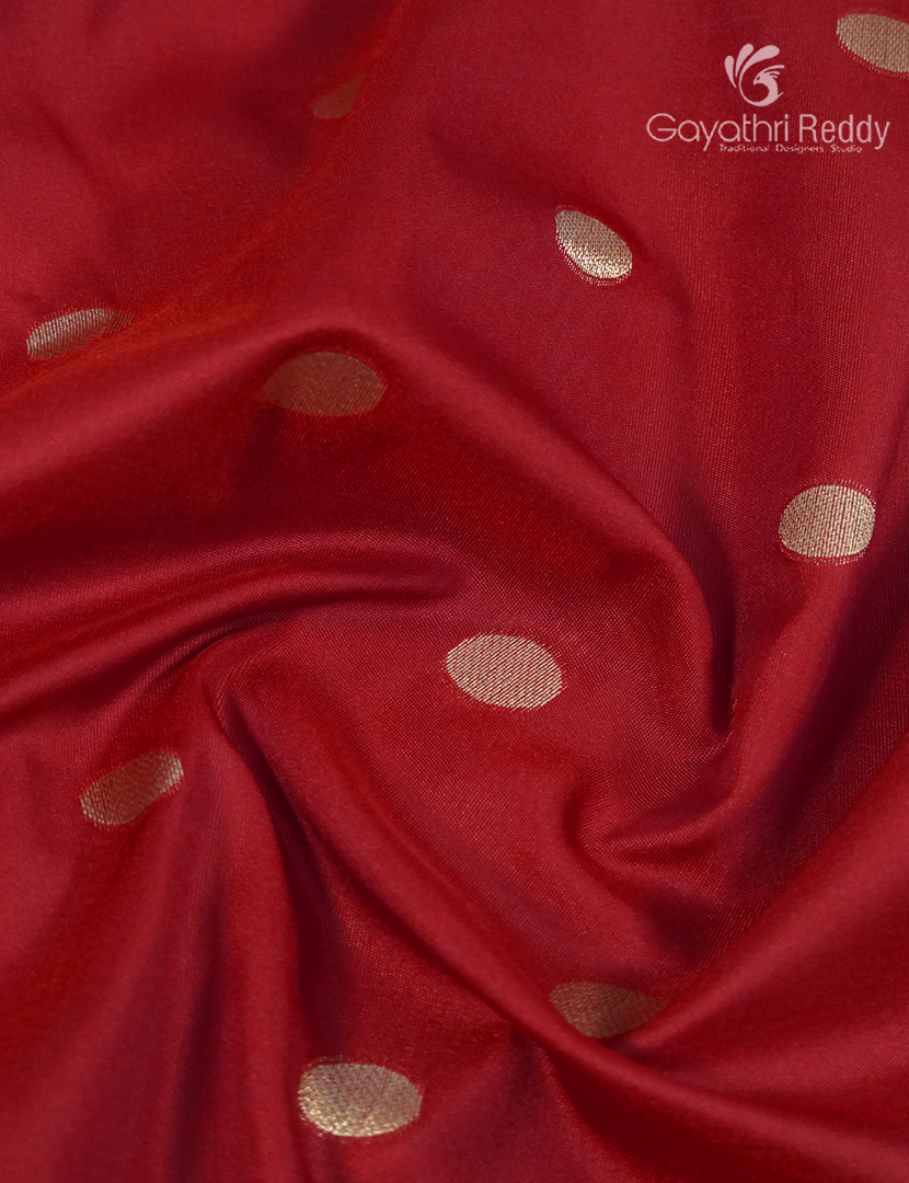 Semi Kanchipuram Silk Fancy Saree in Bridal Red