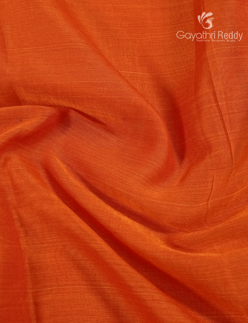 Pure Narayanpet Cotton Saree in Orange
