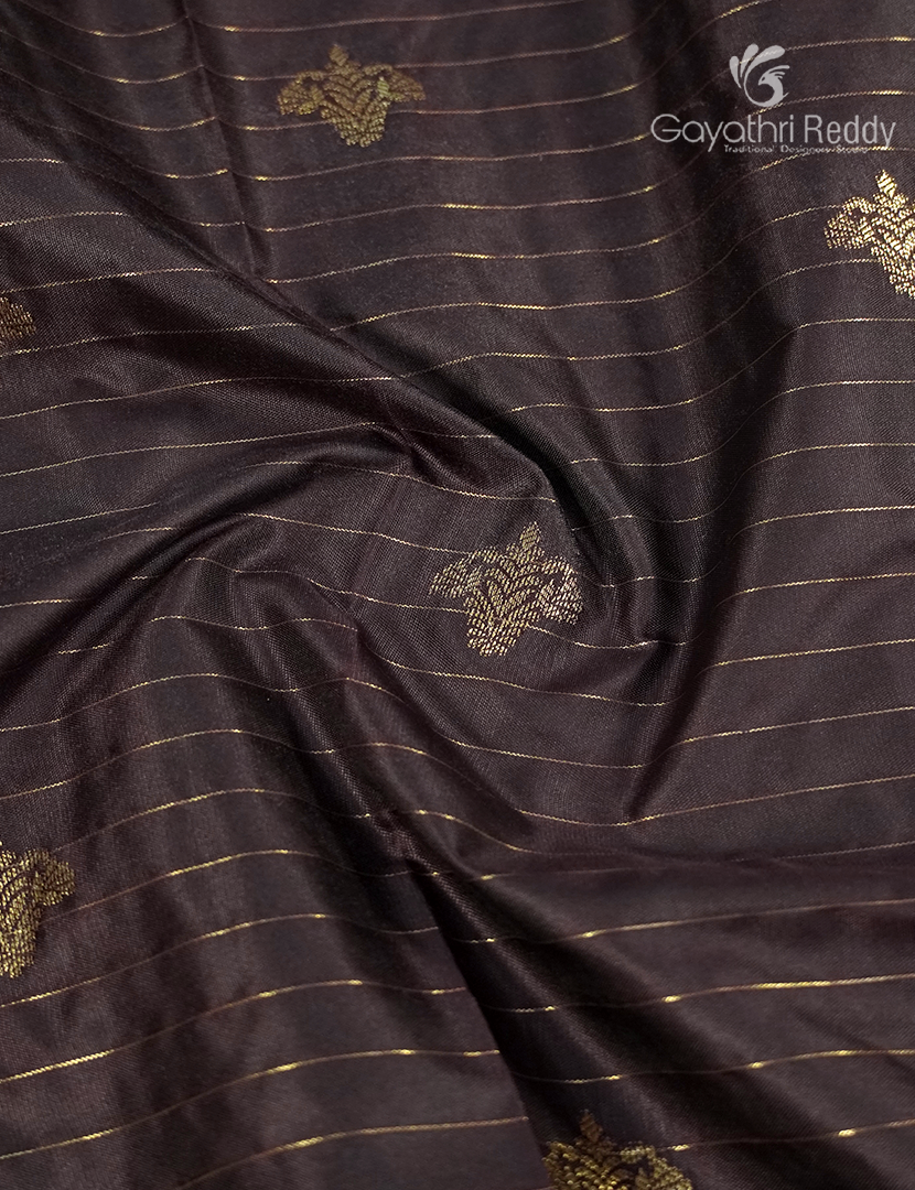 Semi Kanchipuram Silk Saree in Deep Brown