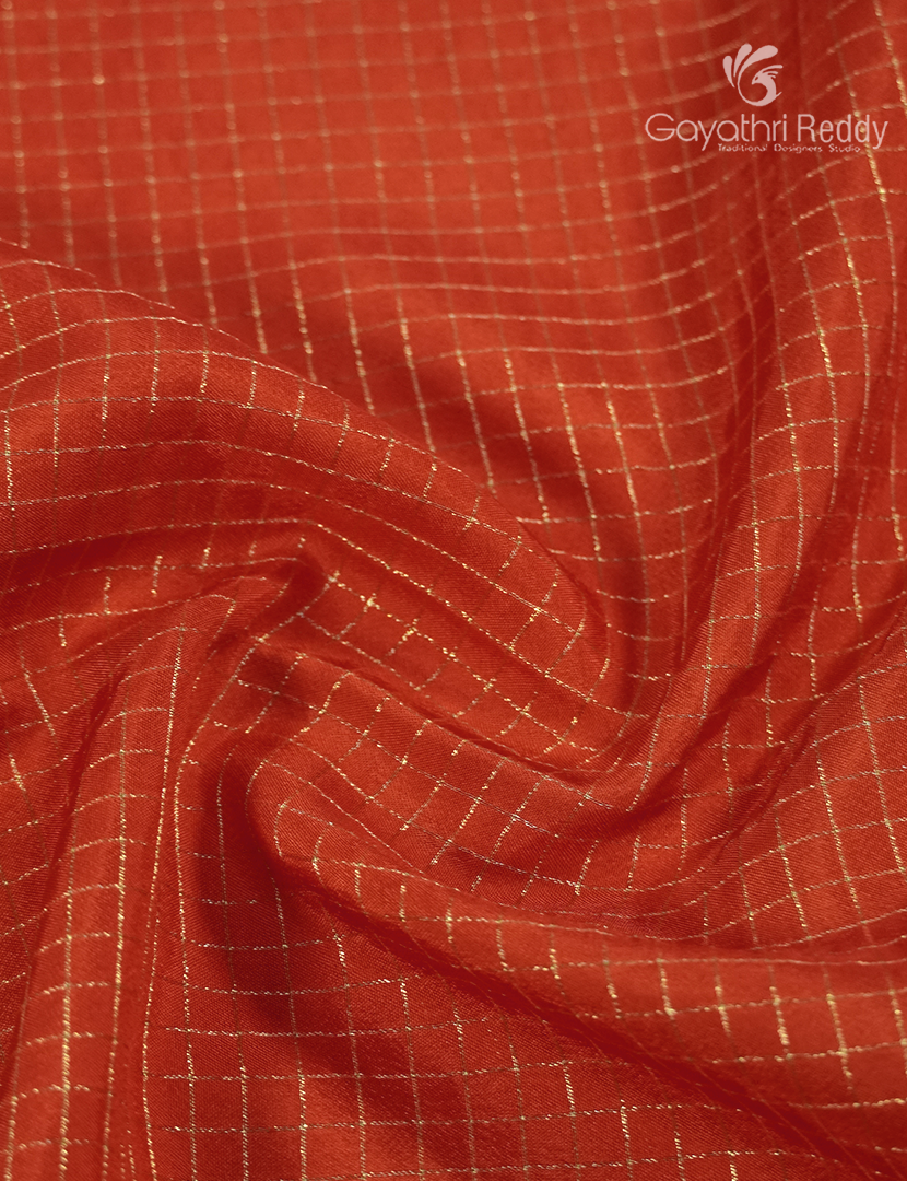 Semi Mysore Crepe Saree in Orange and Brown
