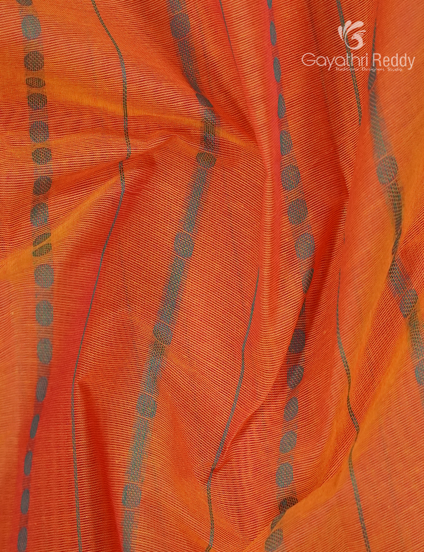 Pure Kanchi Cotton Saree in Orange