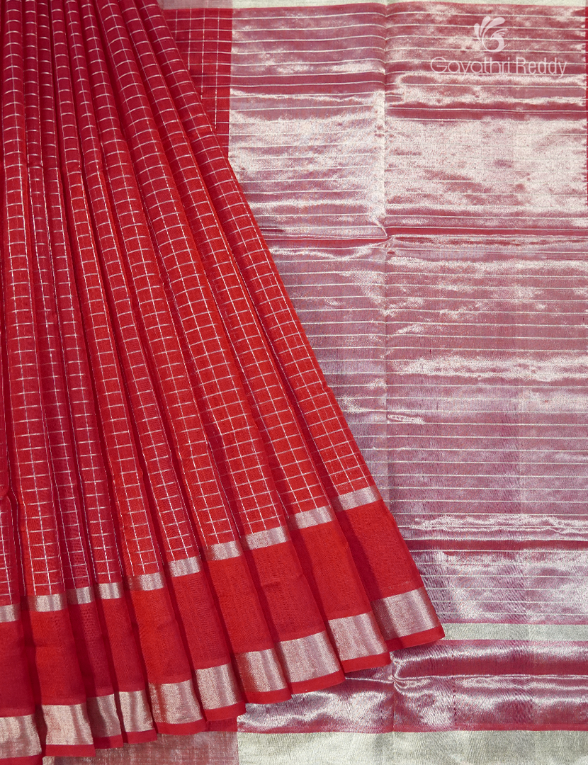 Pure Arani Sico Saree in Deep Red