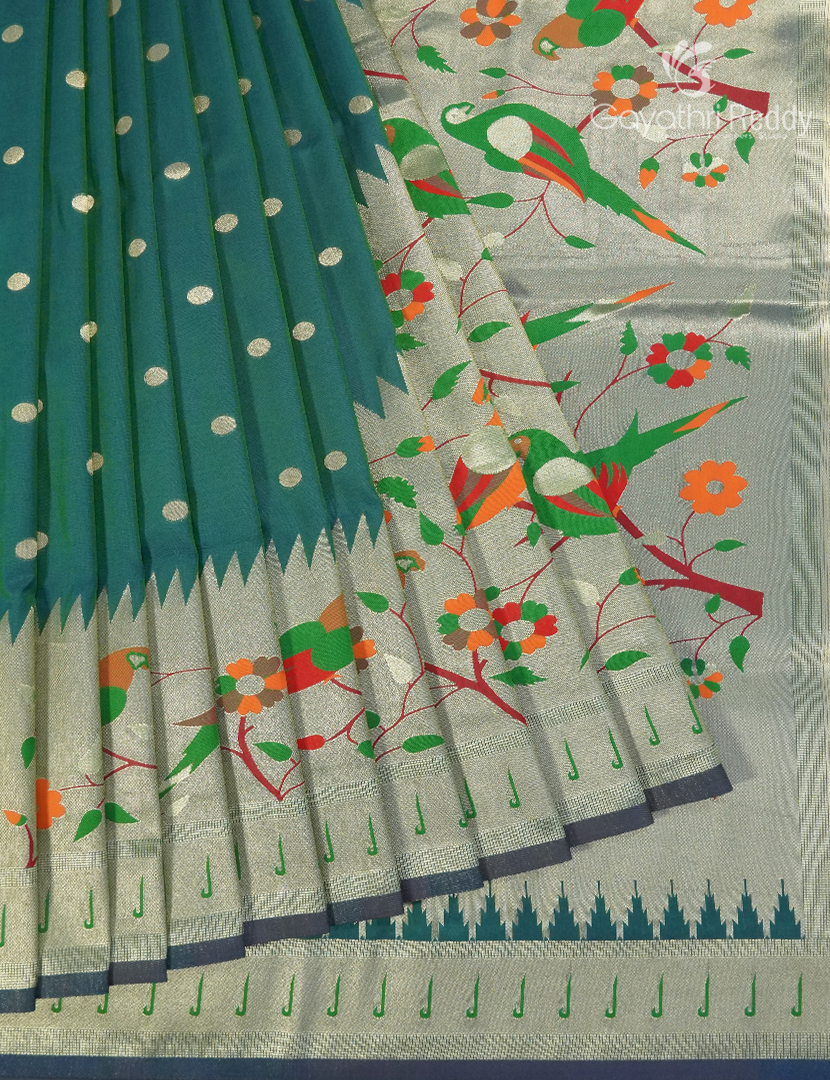 Semi Kanchipuram Silk Fancy Saree in Deep Rama Green