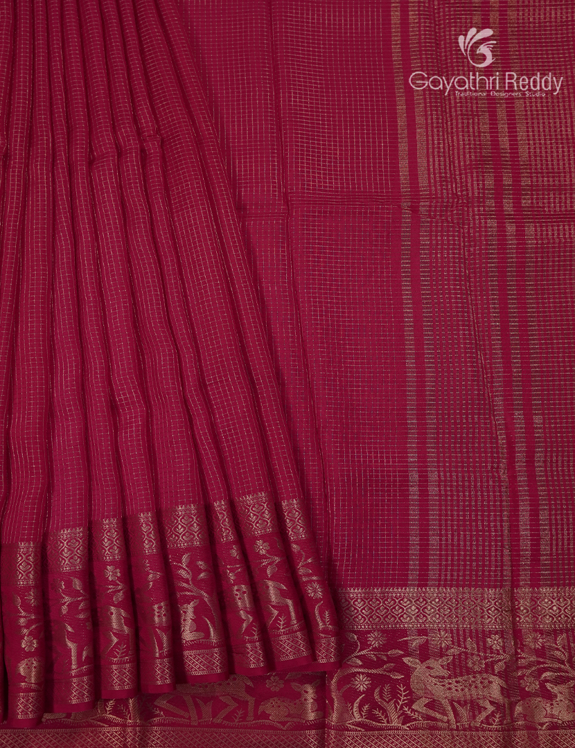Semi Mysore Crepe Saree in Rani Pink