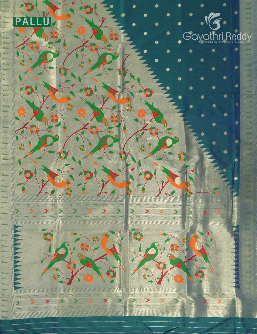 Semi Kanchipuram Silk Fancy Saree in Deep Rama Green