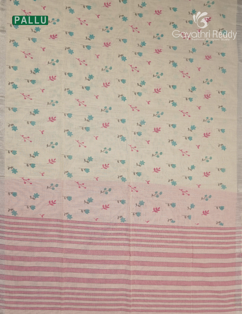 Pure Kanchi Cotton Printed Saree in Ivory