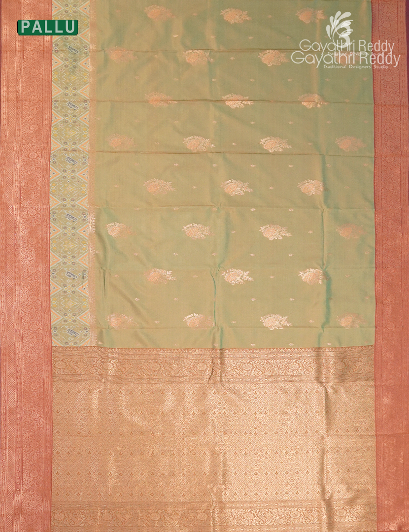 Semi Kanchipuram Art Silk Saree in Dry Mehendi