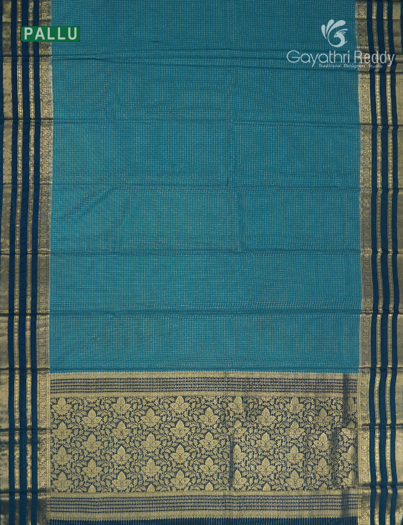 Semi Mysore Crepe Saree in Rama Blue and Navy Blue