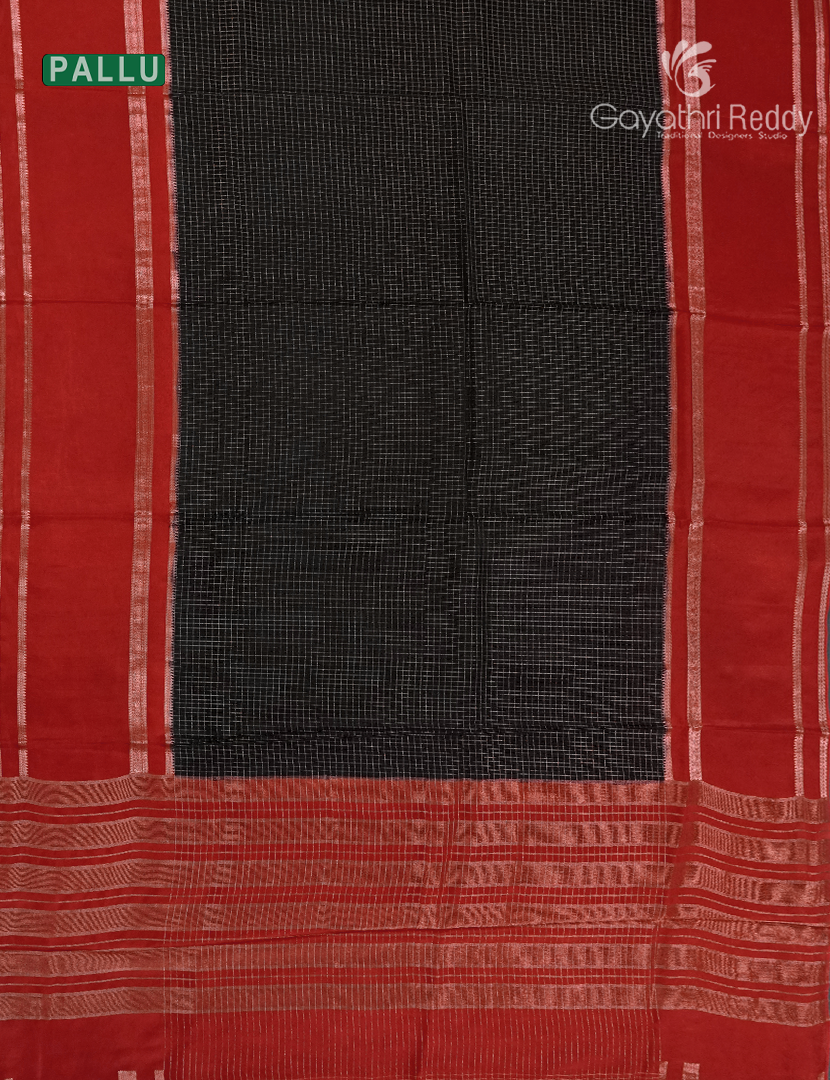 Semi Mysore Crepe Saree in Black and Red