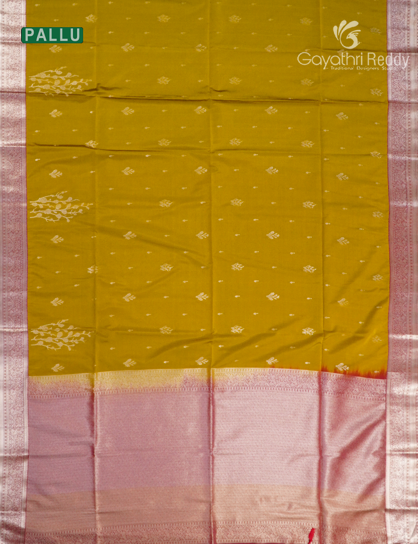 Soft Silk Saree in Mustard and Rani Pink