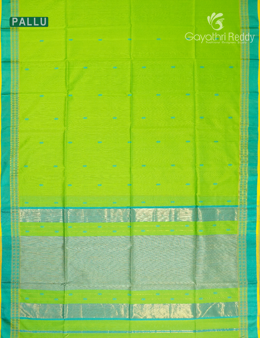 Pure Chanderi Sico Saree in Neon Green