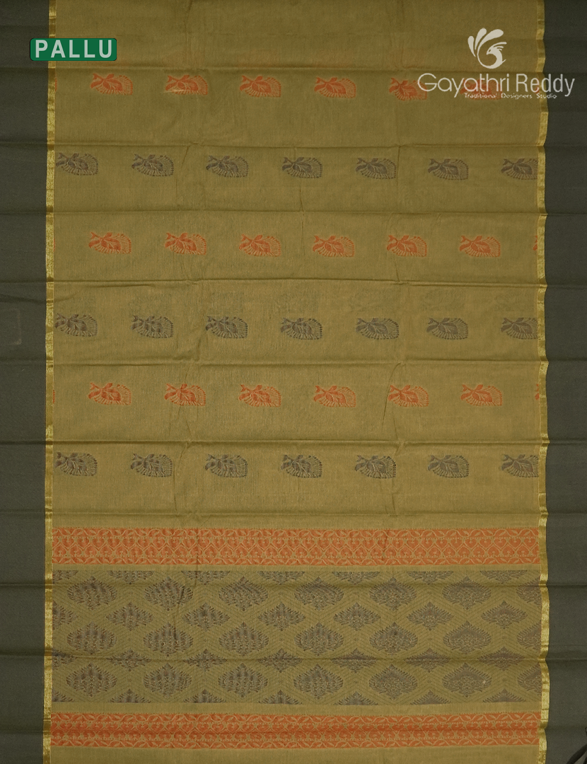 Pure Kanchi Cotton Saree in Mehendi Green