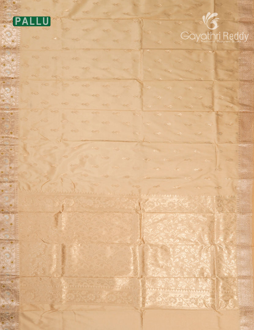 Semi Banaras Katan Silk Saree in Golden Beige