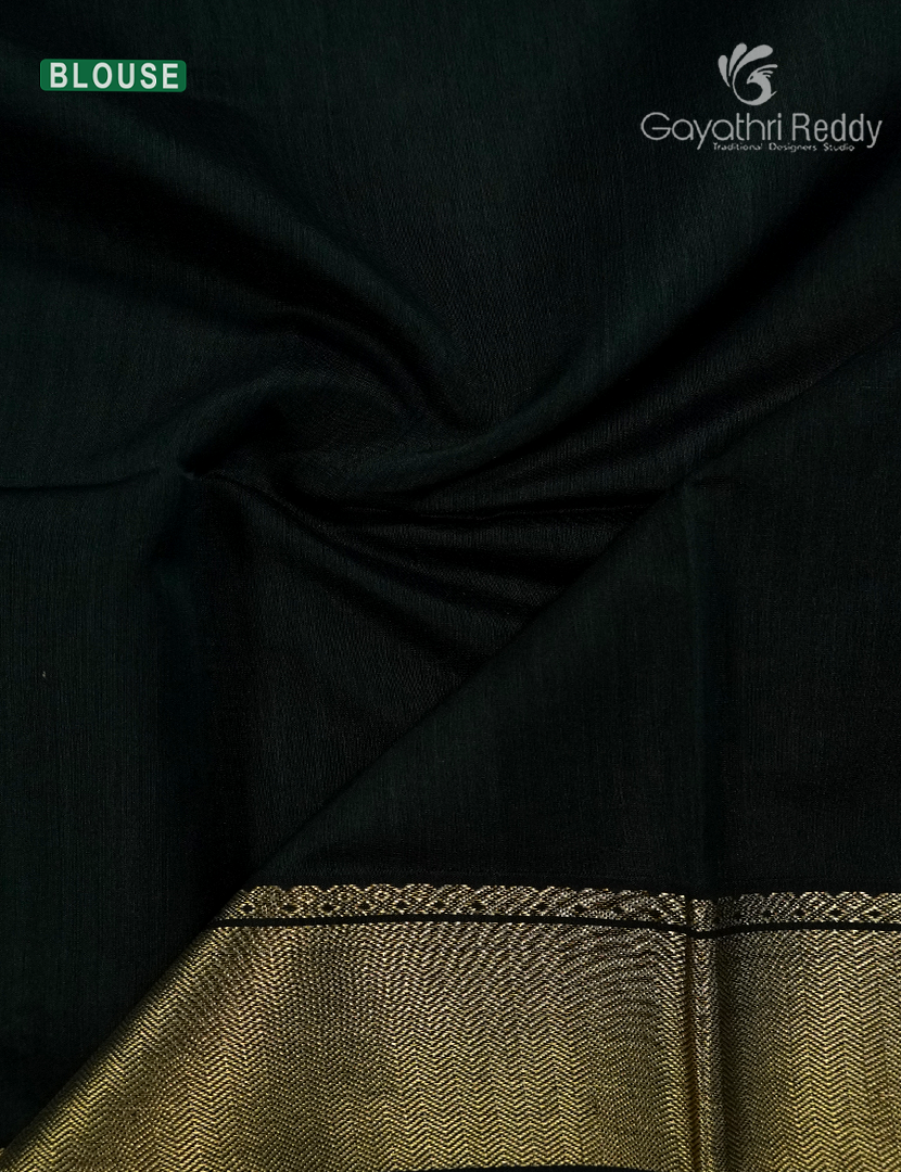 Pure Chanderi Sico Saree in Deep Peacock Green and Black