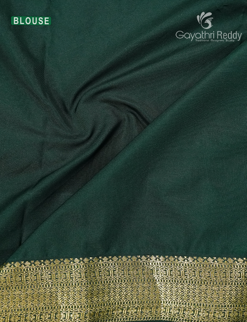 Semi Kanchipuram Silk Saree in Deep Maroon and Bottle Green