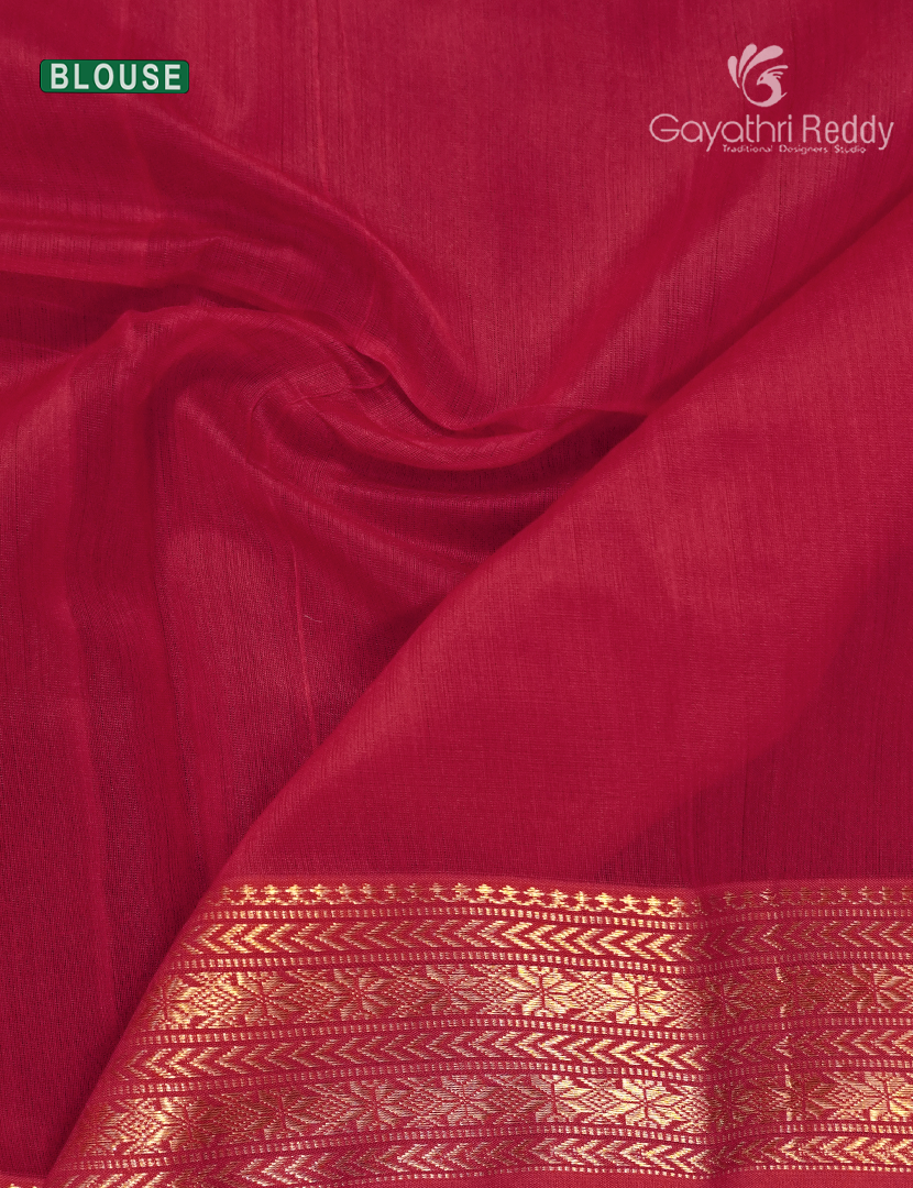 Pure Chanderi Sico Saree in Orange and Rani Pink
