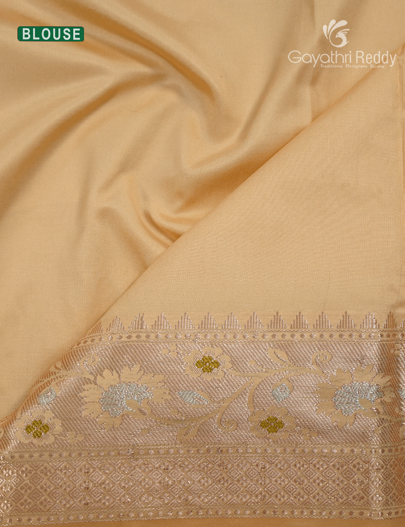 Semi Banaras Katan Silk Saree in Golden Beige