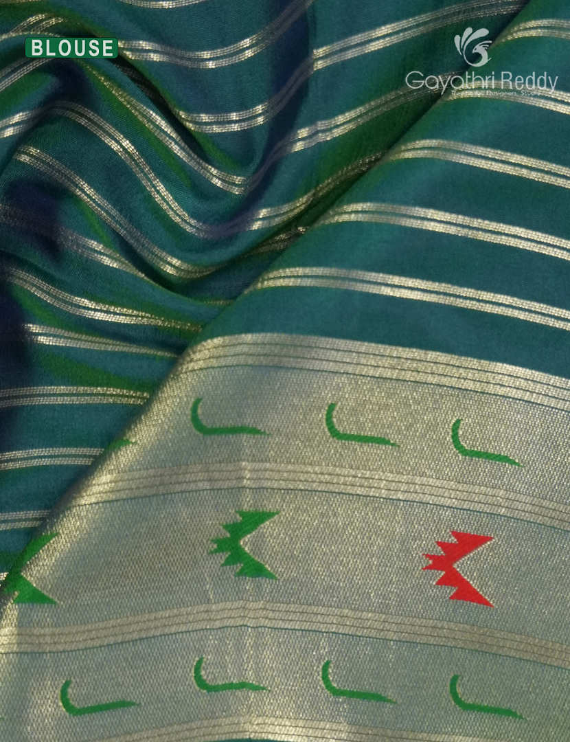 Semi Kanchipuram Silk Fancy Saree in Deep Rama Green