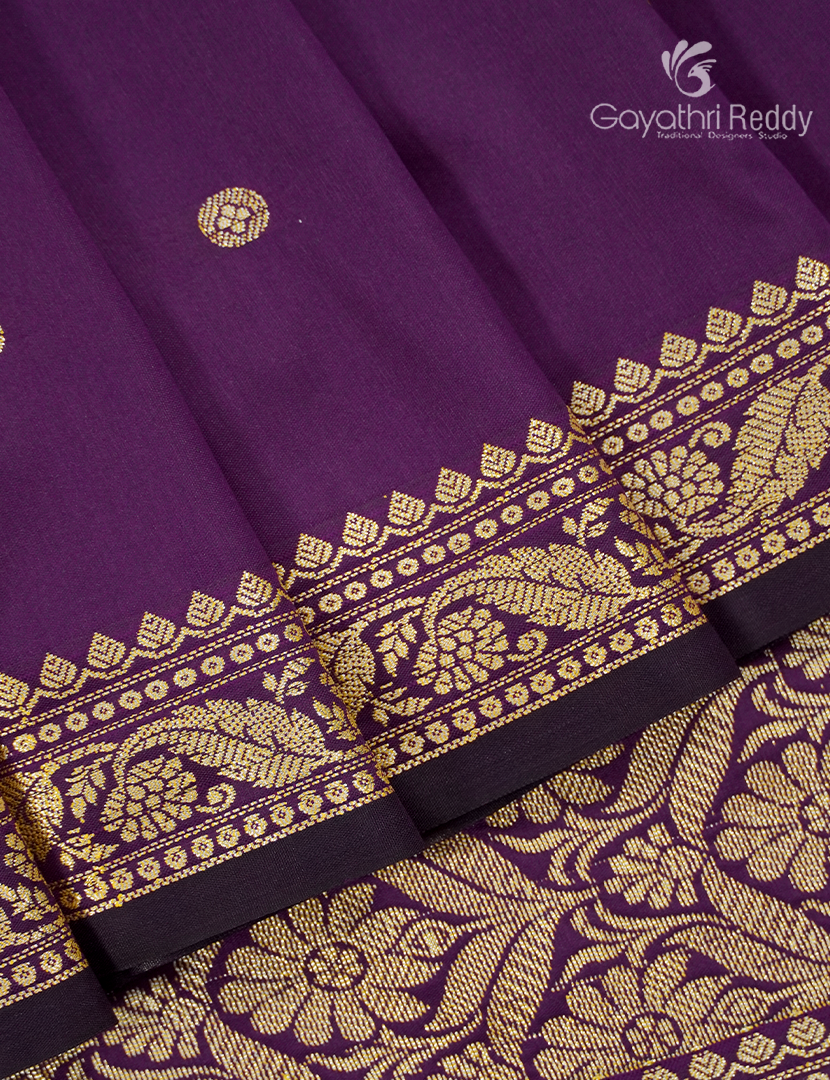 Semi Katan Silk Saree in Deep Purple