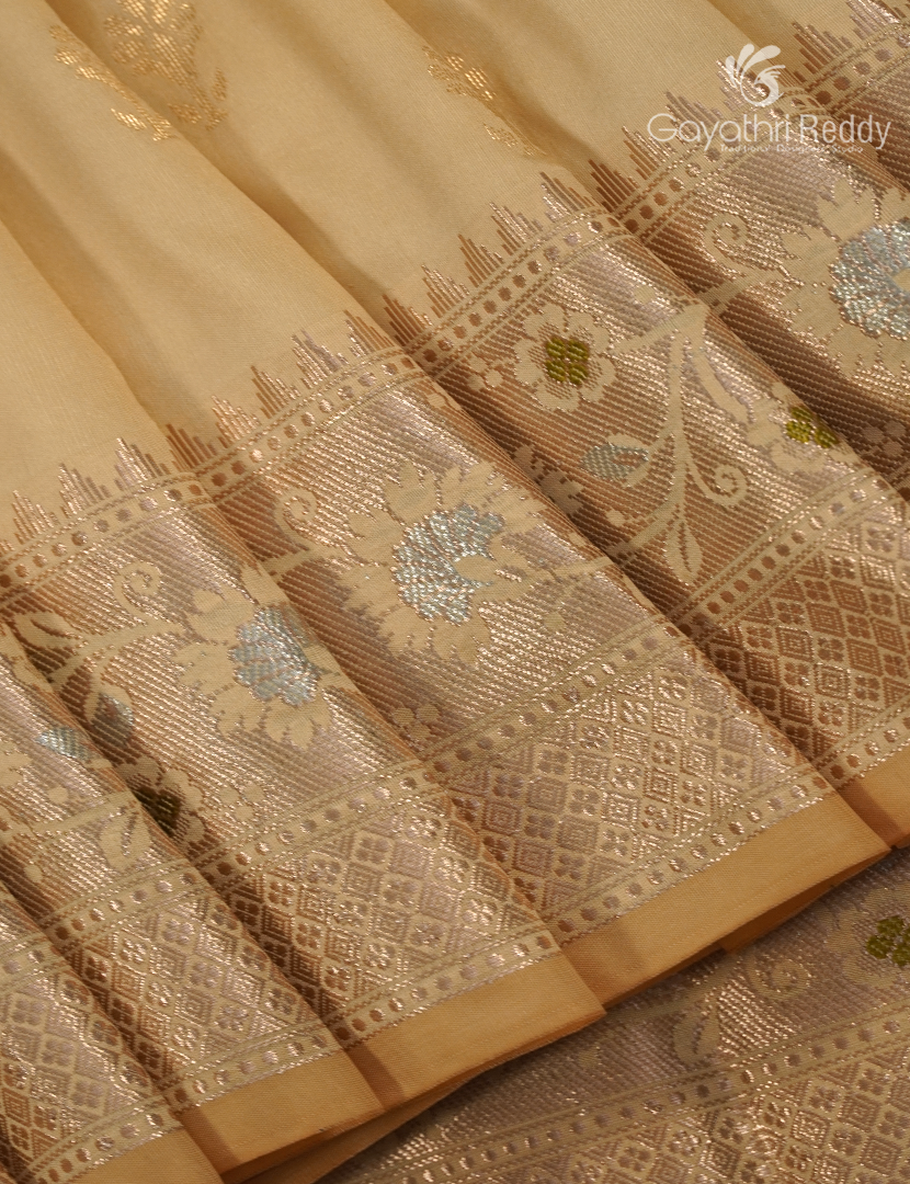 Semi Banaras Katan Silk Saree in Golden Beige