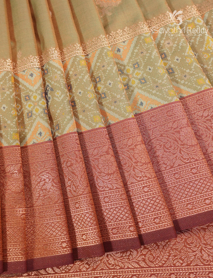 Semi Kanchipuram Art Silk Saree in Dry Mehendi