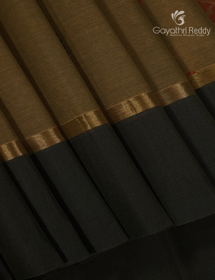 Pure Kanchi Cotton Saree in Mehendi Green