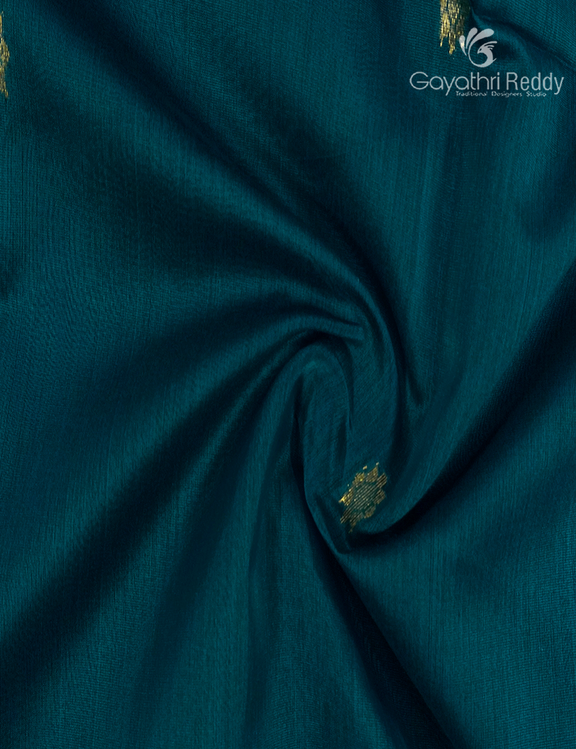 Pure Chanderi Sico Saree in Deep Peacock Green and Black