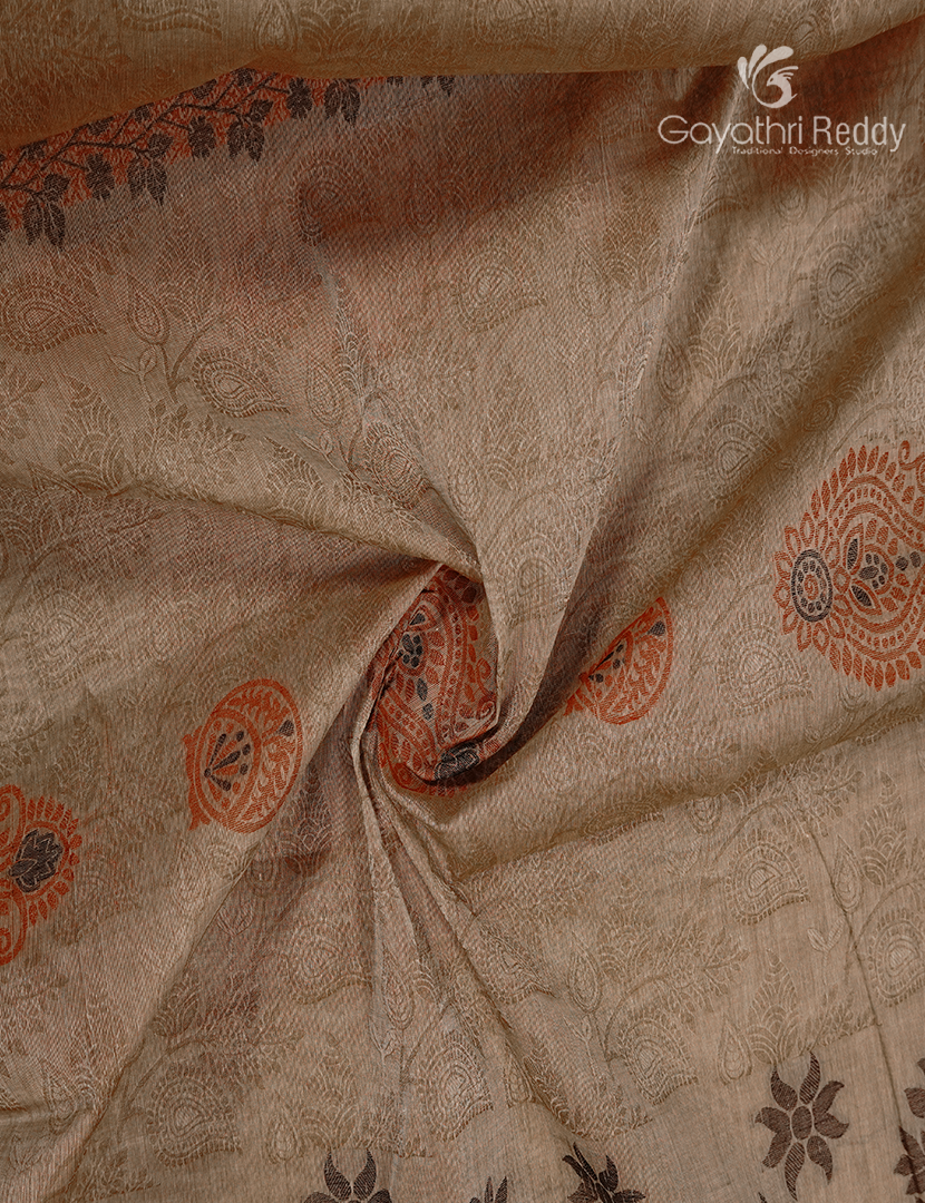Pure Kanchi Cotton Saree in Beige
