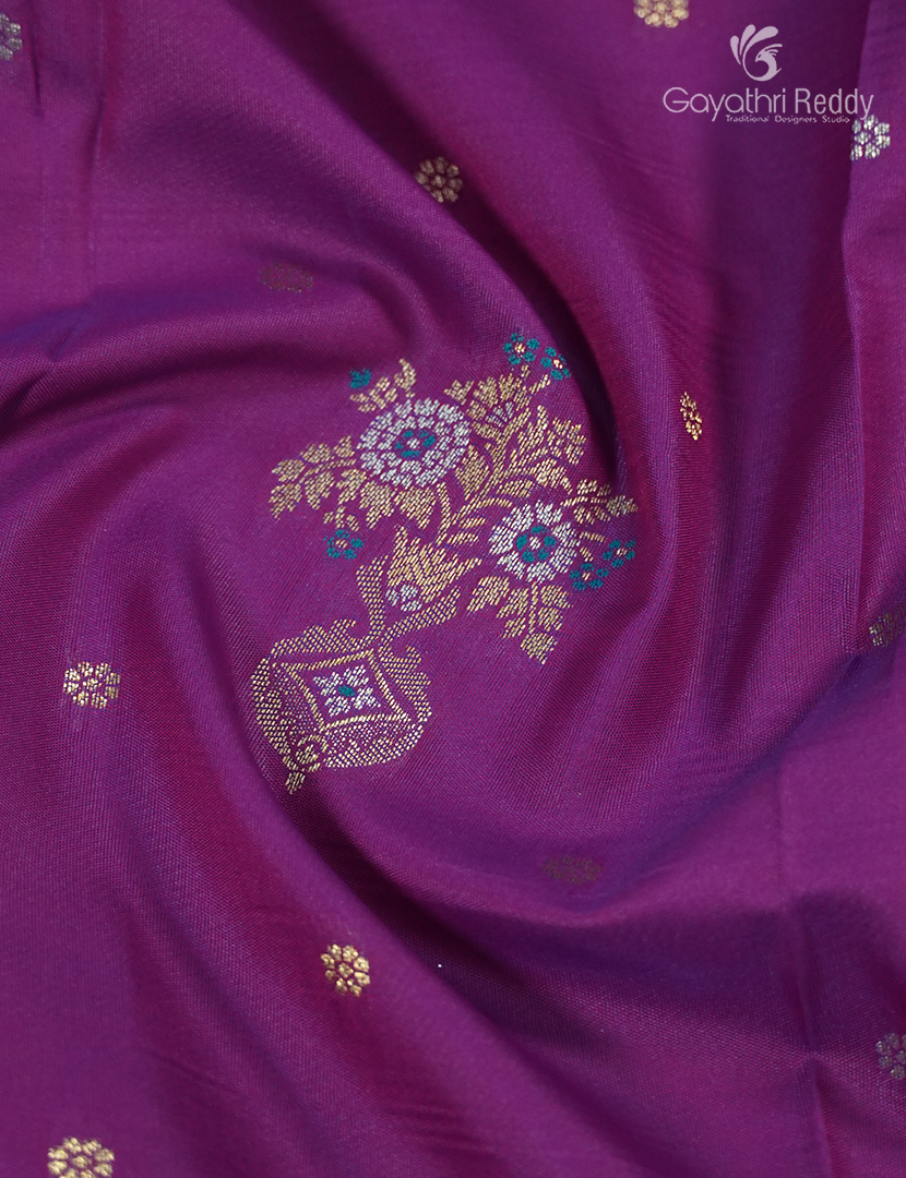 Semi Kanchipuram Silk Fancy Saree in Deep Magenta and Rama Blue