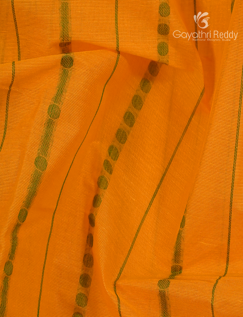 Pure Kanchi Cotton Saree in Tangarine