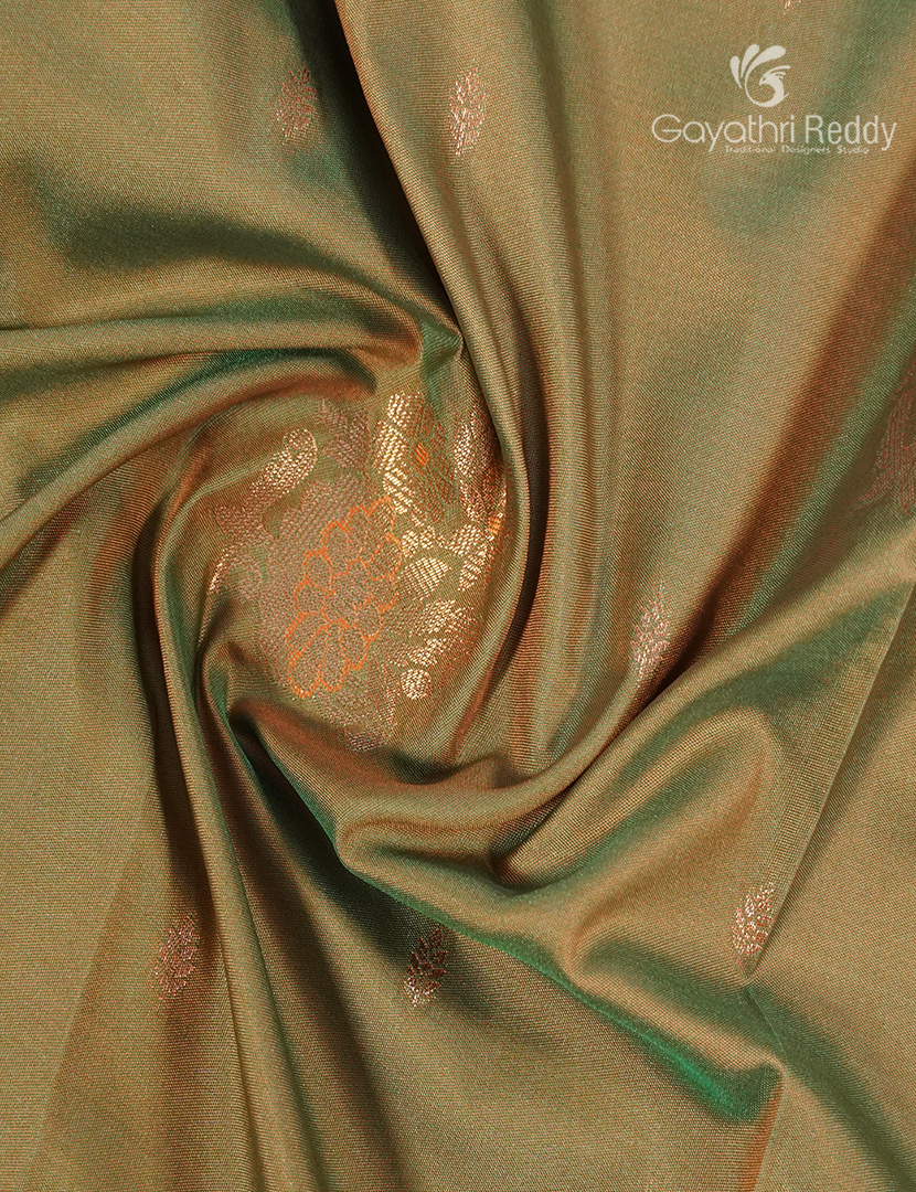Semi Kanchipuram Art Silk Saree in Dry Mehendi