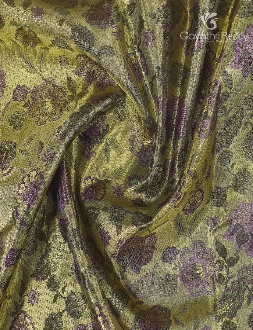 Pure Kanchipuram Silk Bridal Saree in Olive Green and Purple