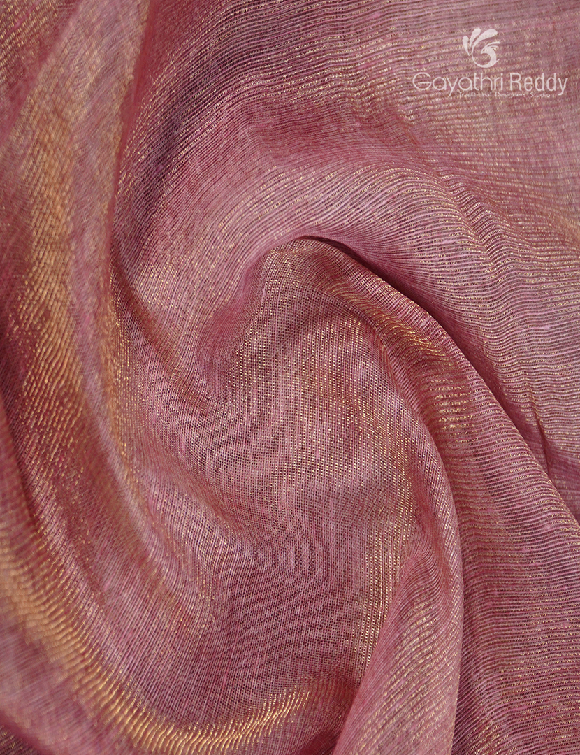 Linen Silk Saree in Pastel Peach