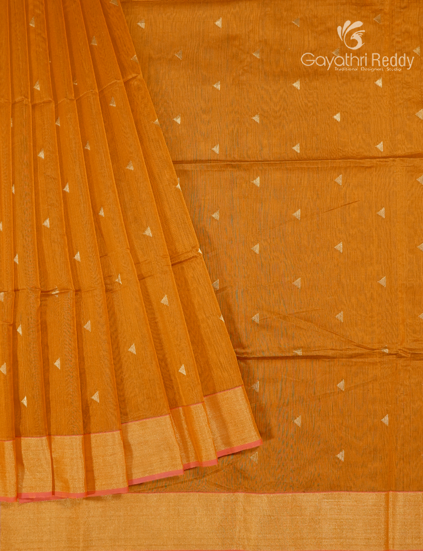 Pure Chanderi Sico Saree in Tangerine